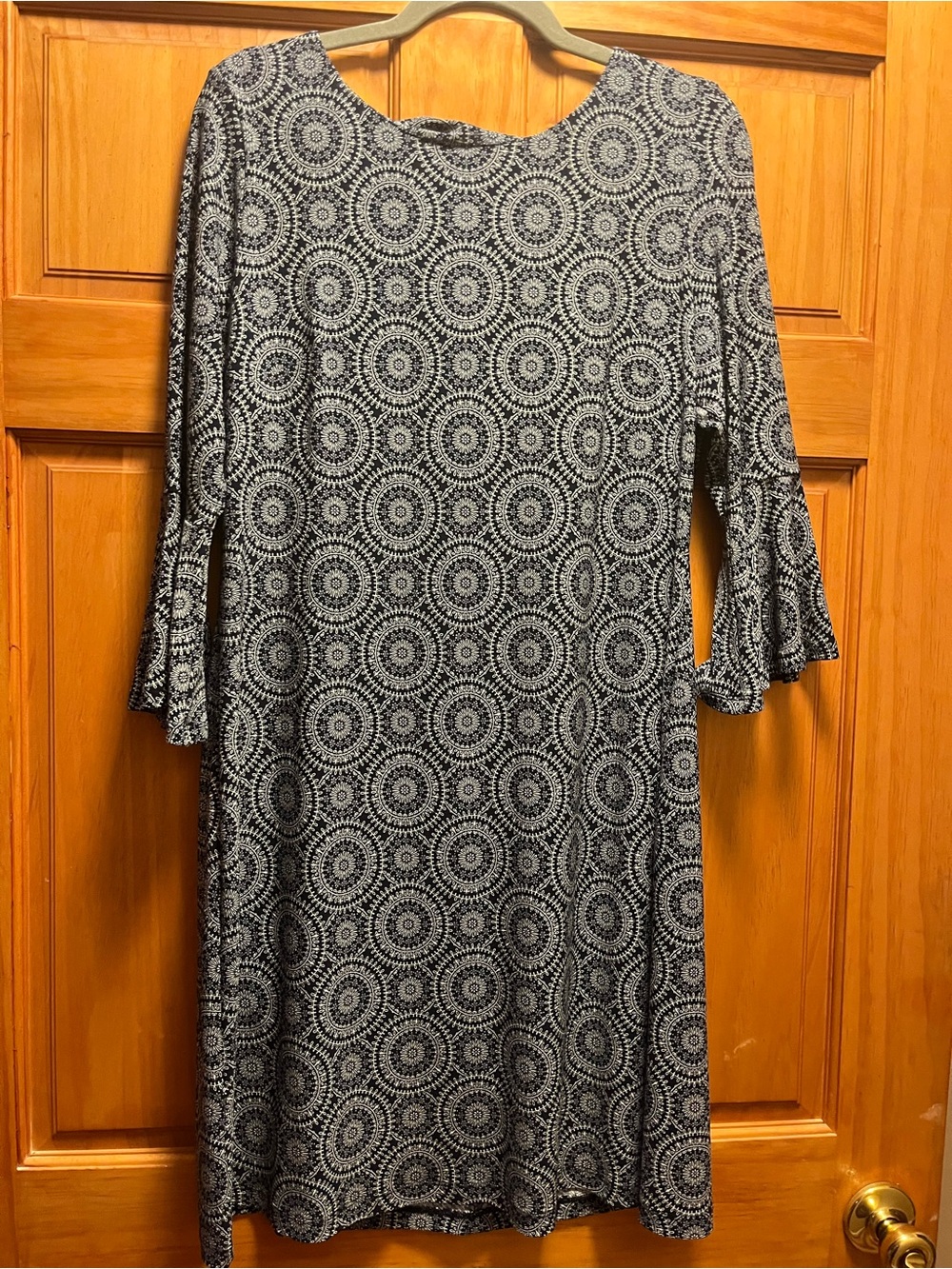 Tommy Hilfiger Black and White Geometric Midi Dress